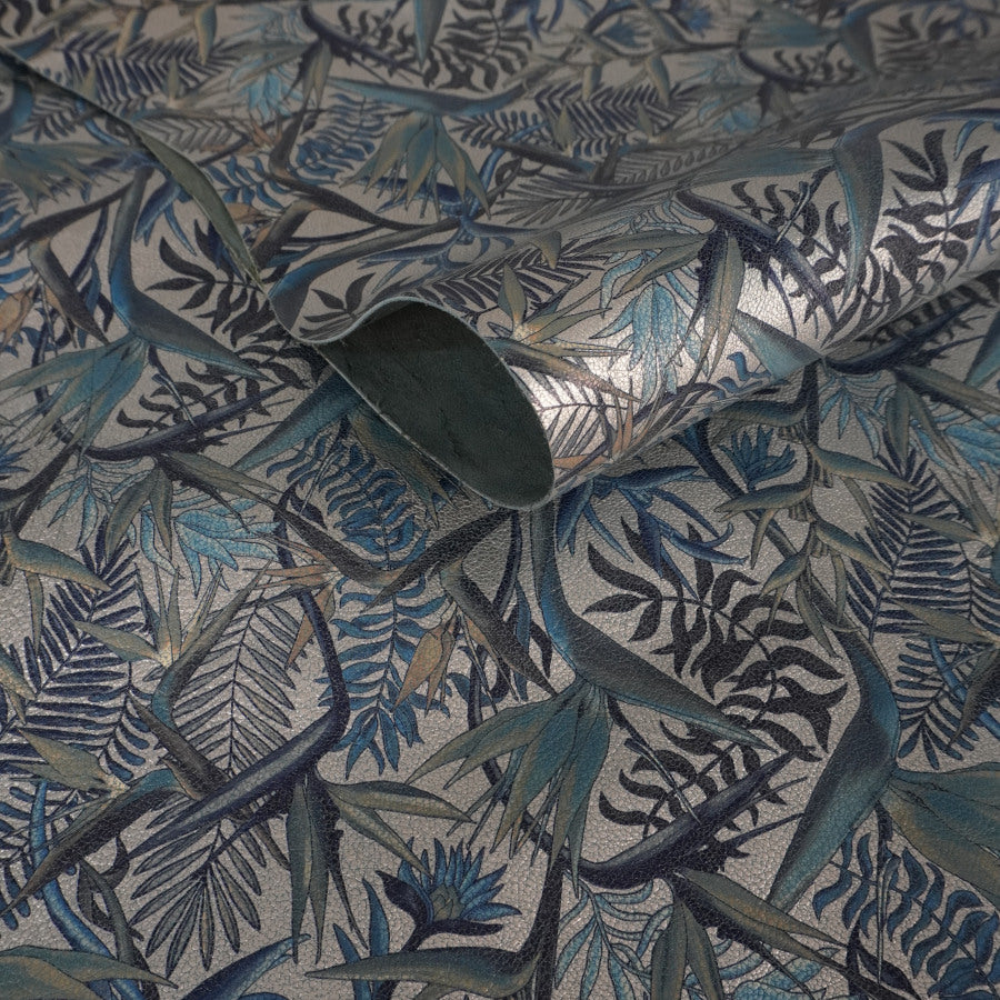 Piel de cabra con grano estampada azul