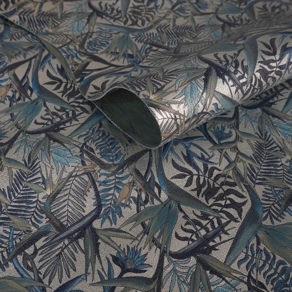 Piel de cabra con grano estampada azul