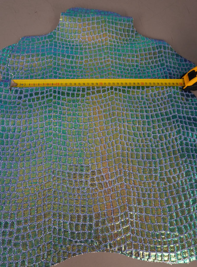Piel de cabra fantasia azul tornasolada