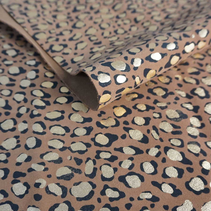 Retal en serraje leopardo peach