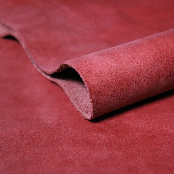 Coral waxed cowhide leather