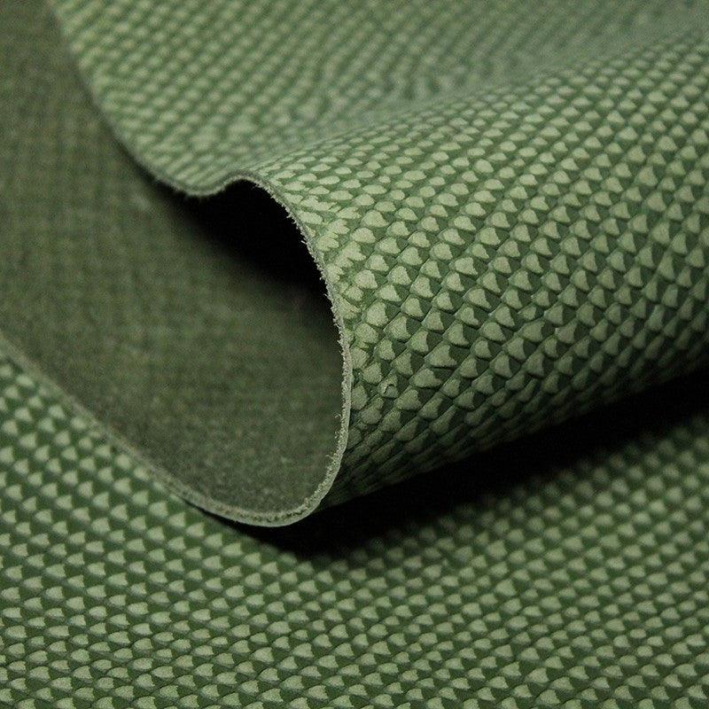 Media piel de vacuno serpiente color verde militar - Piel para artesanos
